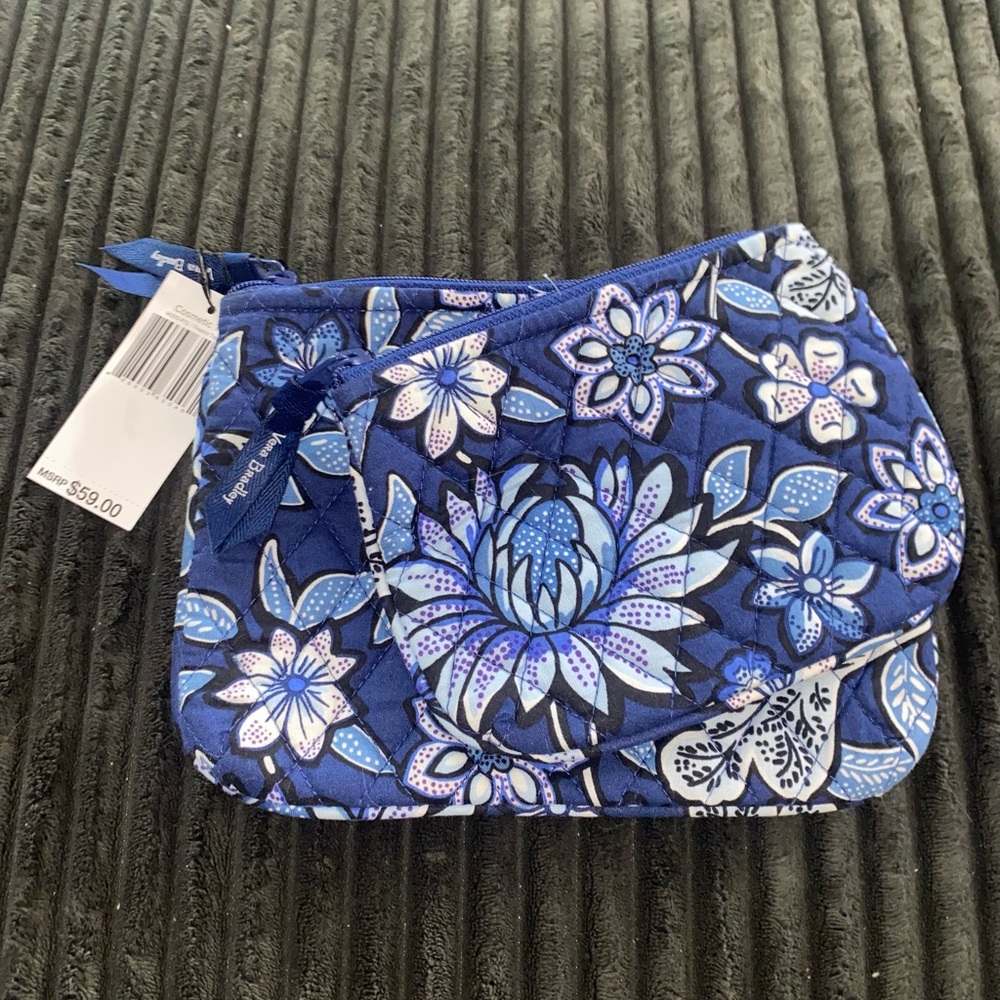Vera Bradley Blue Floral Cosmetic Bag